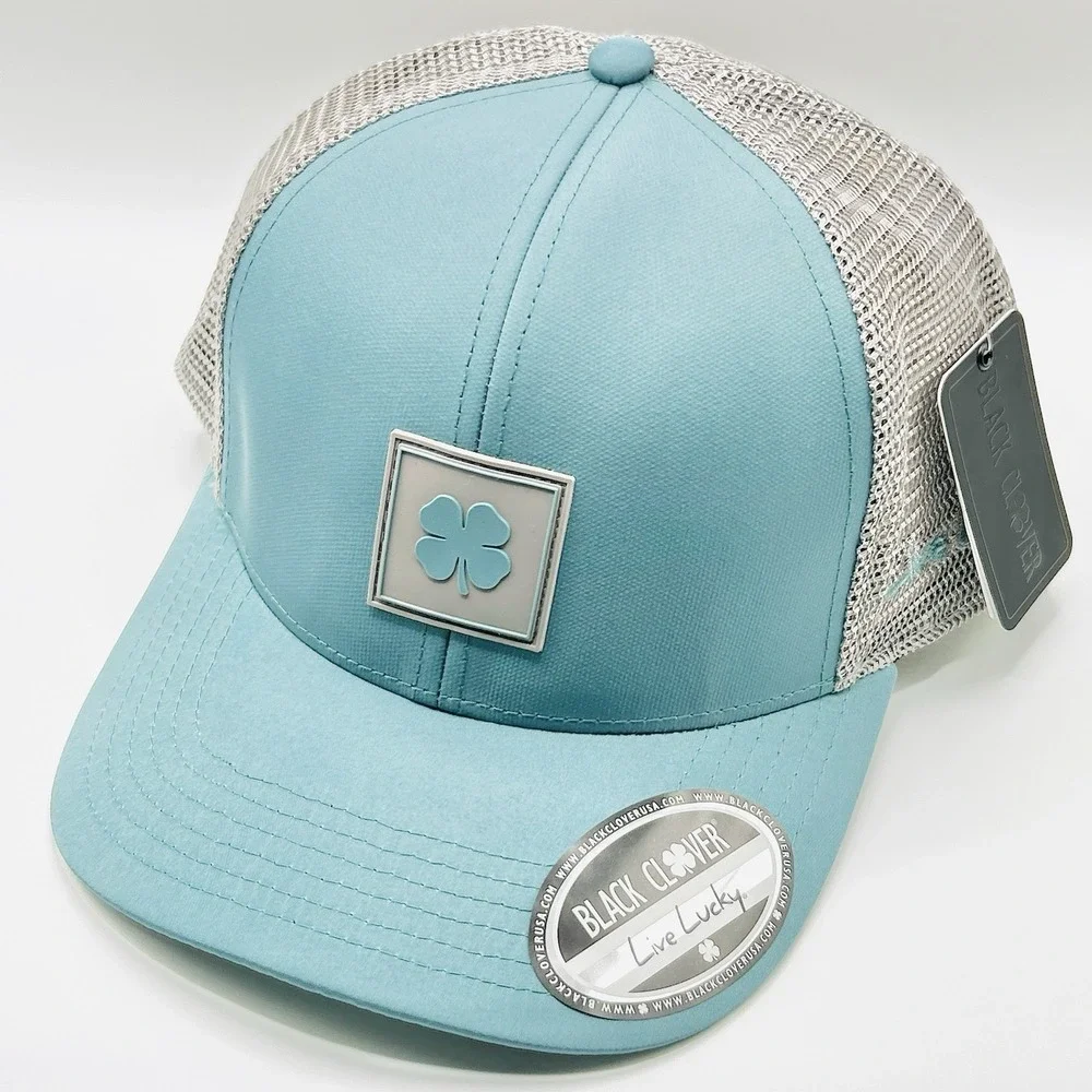 Black Clover Logo Patch Trucker Hat Cap Snapback Adjustable Blue Outdoors